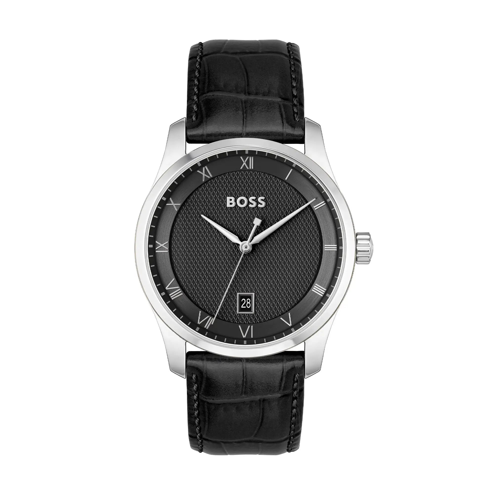 HUGO BOSS Principle Men’s Black Leather Strap Watch 1514122