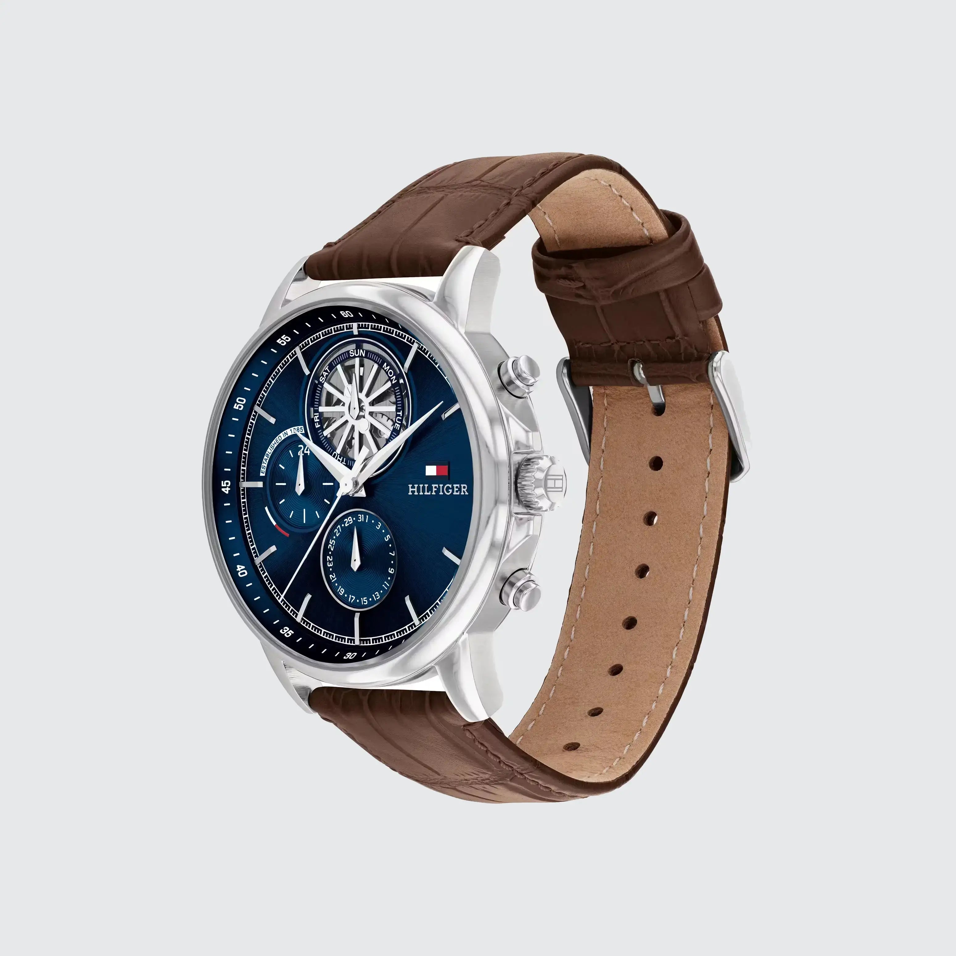 Tommy Hilfiger Stewart Men’s Blue Dial Chronograph Leather Strap Watch 1710629