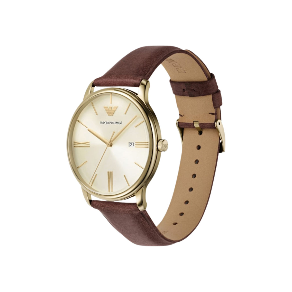 Emporio Armani Minimalist Brown Leather Watch AR11610, view 2