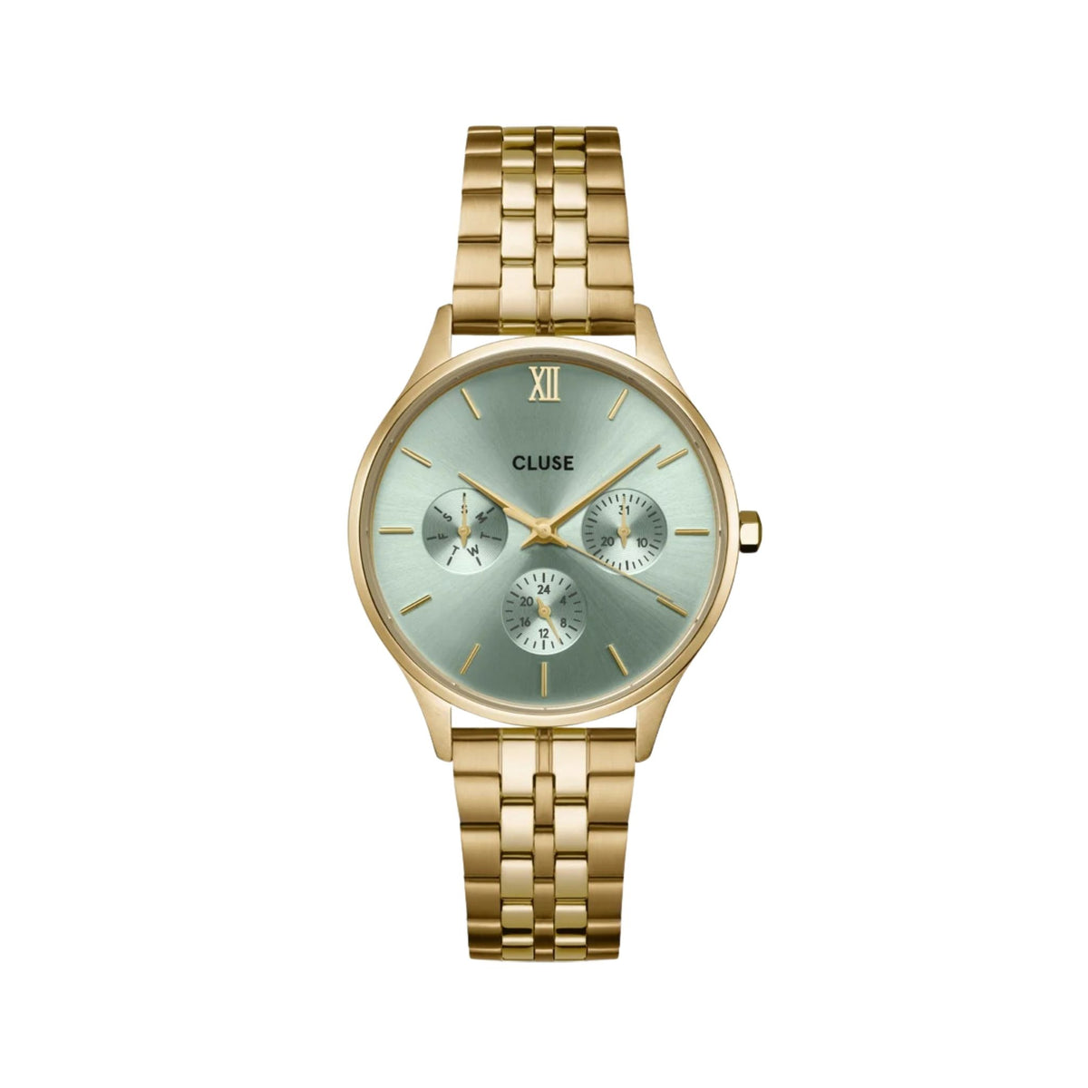 Minuit Multifunction Watch Steel, Sage Green, Gold Colour CW10709