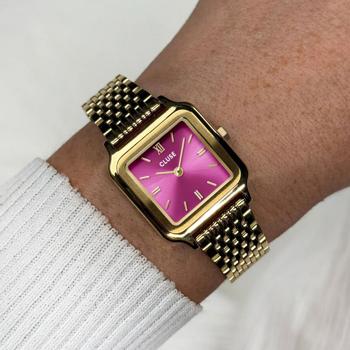 Cluse Gracieuse Petite Watch Steel, Fuchsia Pink, Gold Colour CW11829