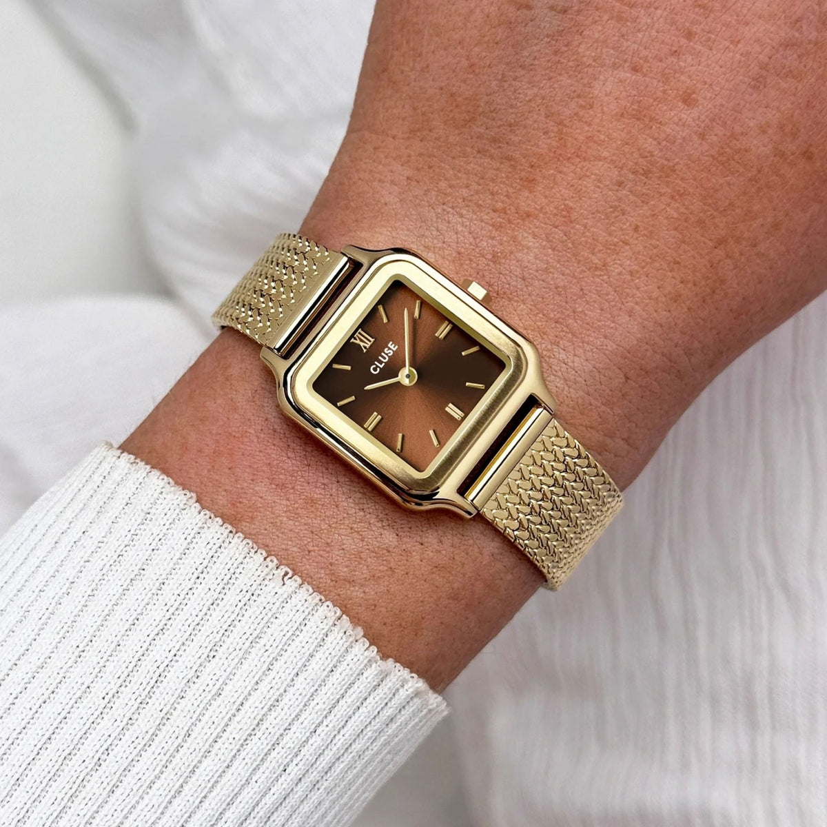 Cluse Gracieuse Petite Watch Mesh, Brown, Gold Colour CW11830
