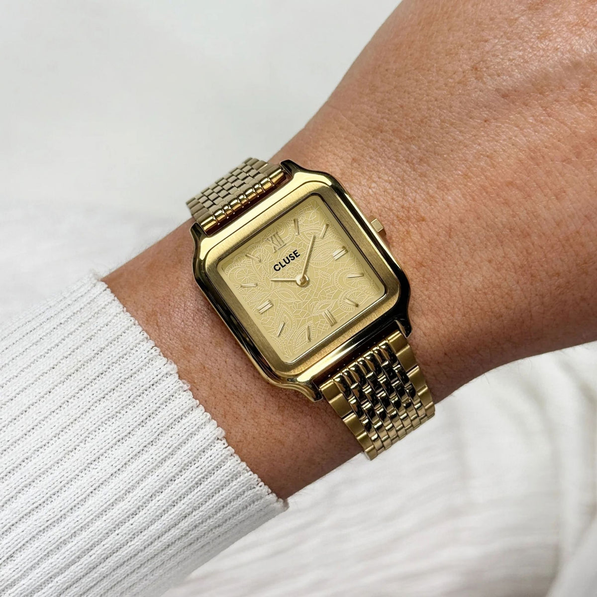 Cluse Gracieuse Watch Steel, Lace Textured, Gold Colour CW11912