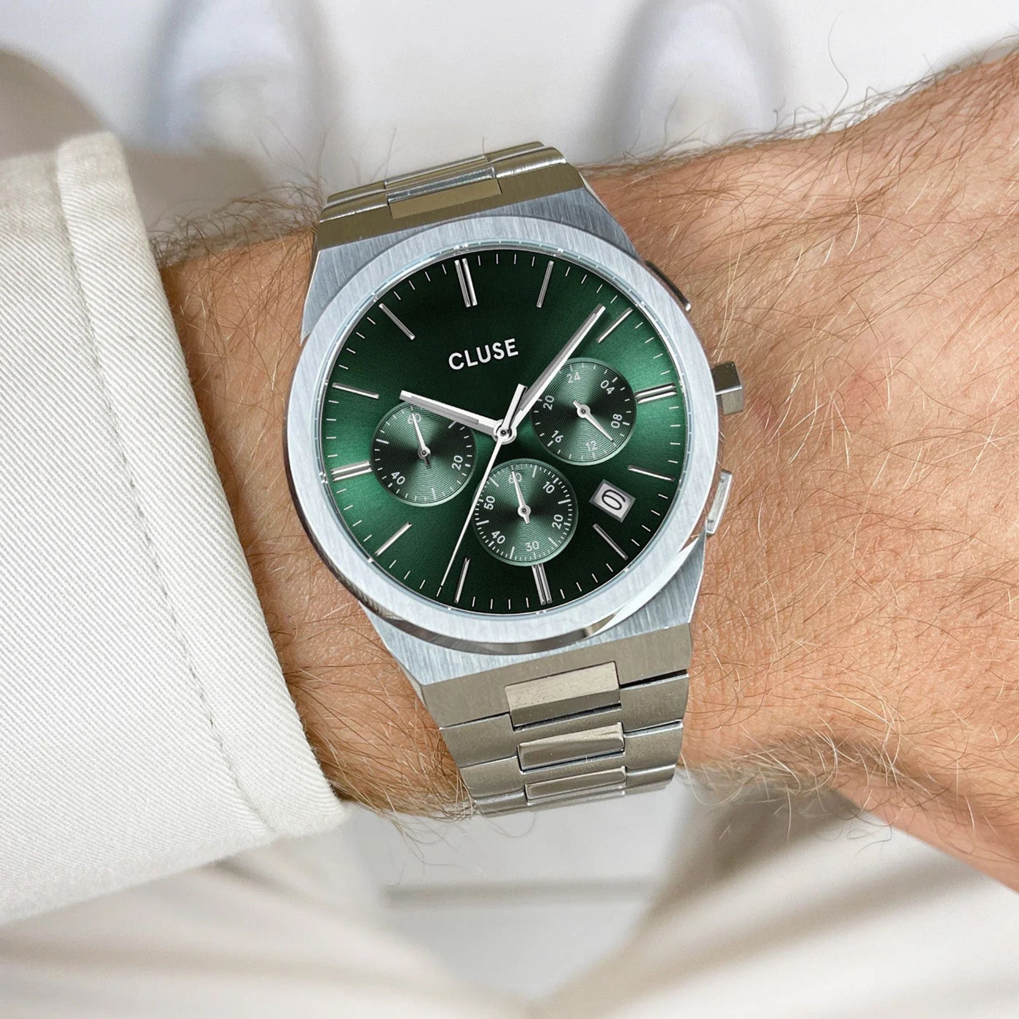 Cluse Vigoureux Chrono Steel Green Dial CW20803