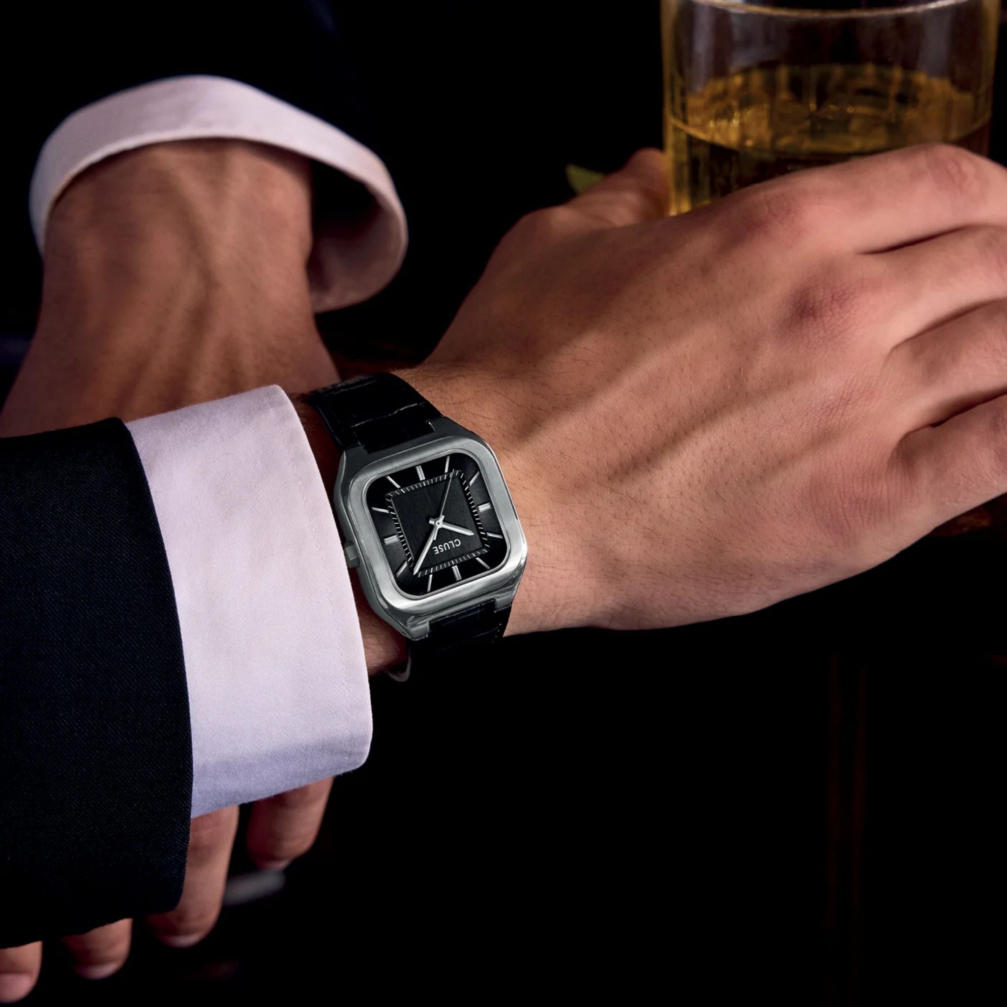 Cluse Quadrus Watch Leather, Black Dial CW25703