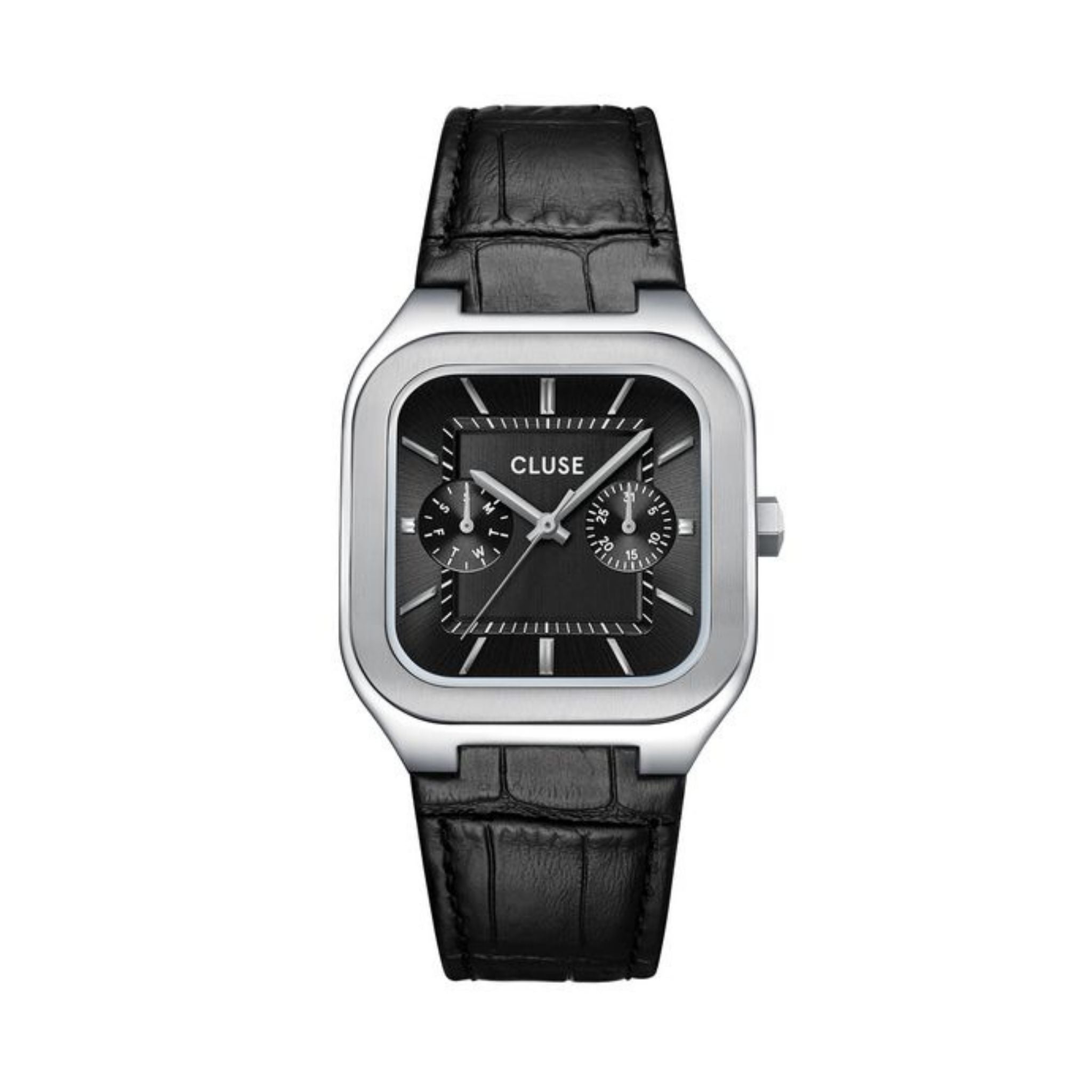Cluse Quadrus Multifunction Watch Leather, Black Dial CW26203