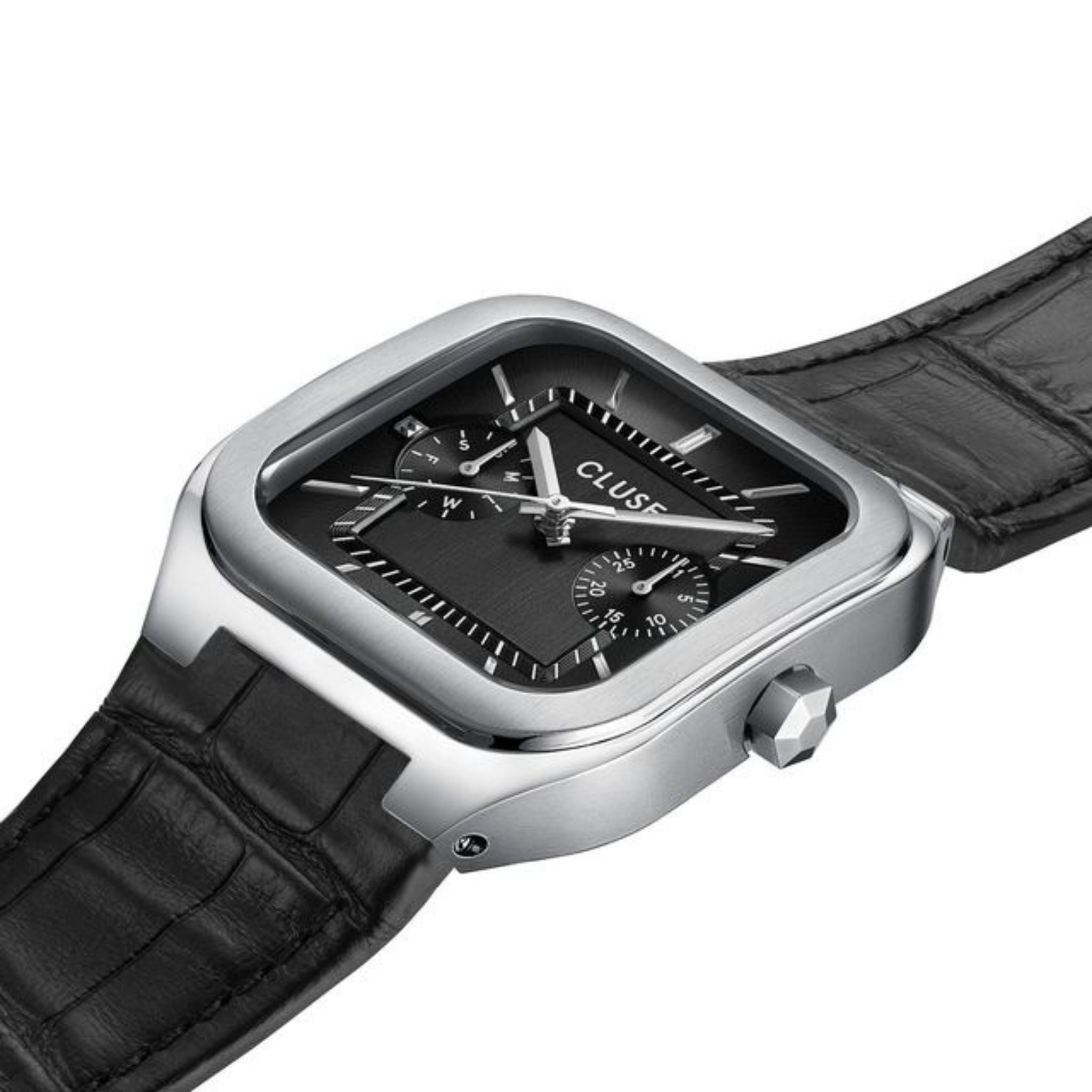 Cluse Quadrus Multifunction Watch Leather, Black Dial CW26203