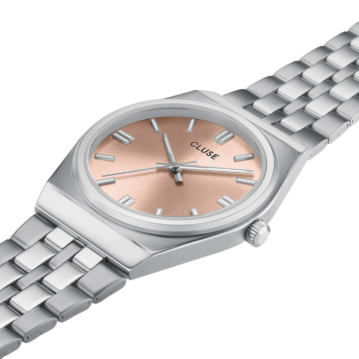 Cluse Retro 70s Watch Steel, Light Salmon, Silver Colour CW35101