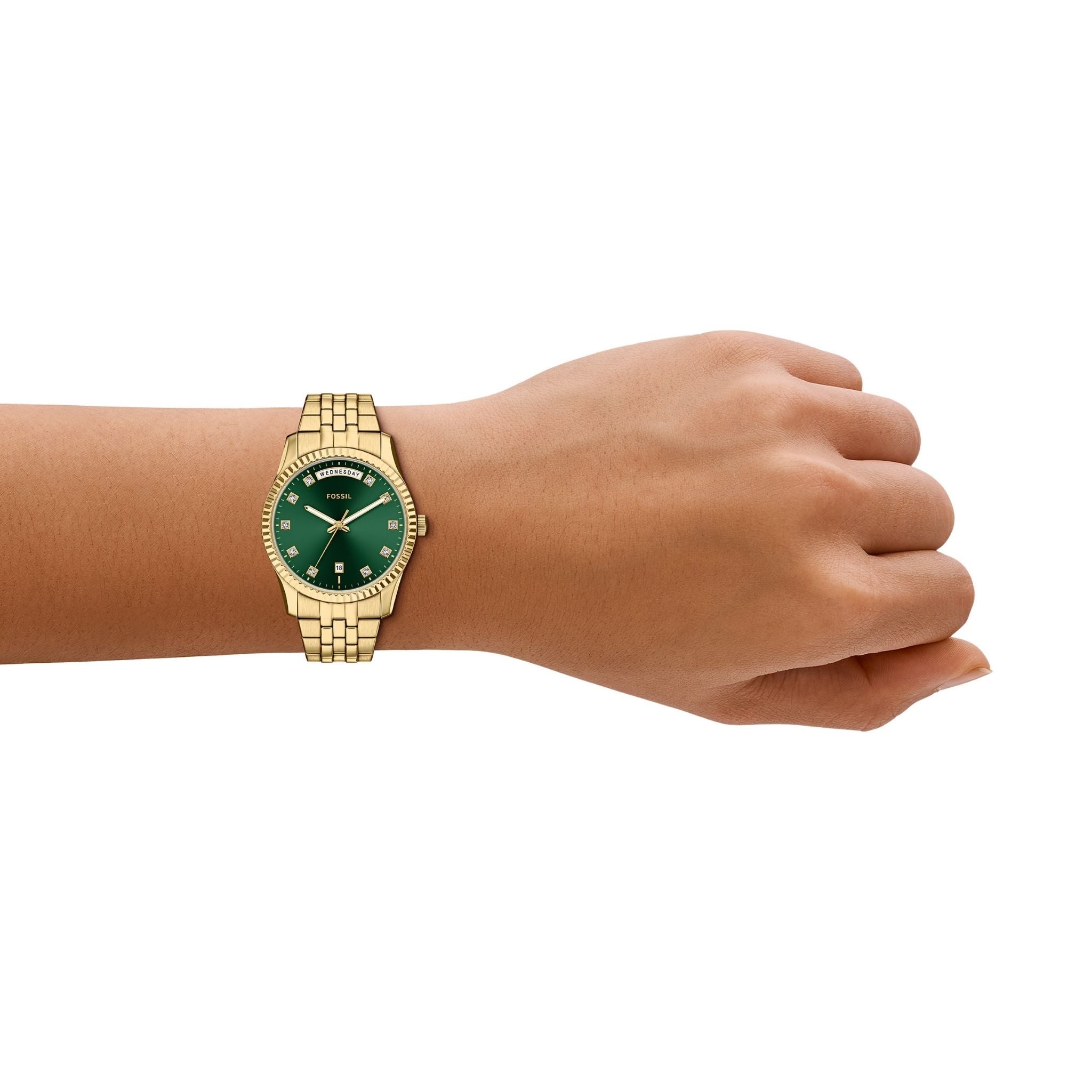 Fossil Scarlette Gold Green Dial ES5460
