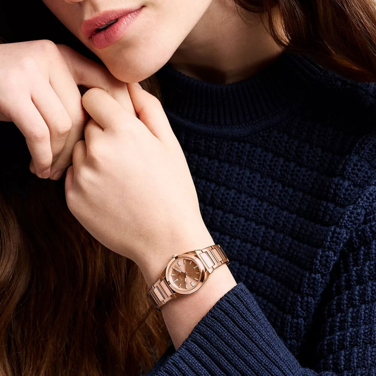 Fossil Everett 27mm Rose Gold-Tone Stainless Steel Watch ES5491