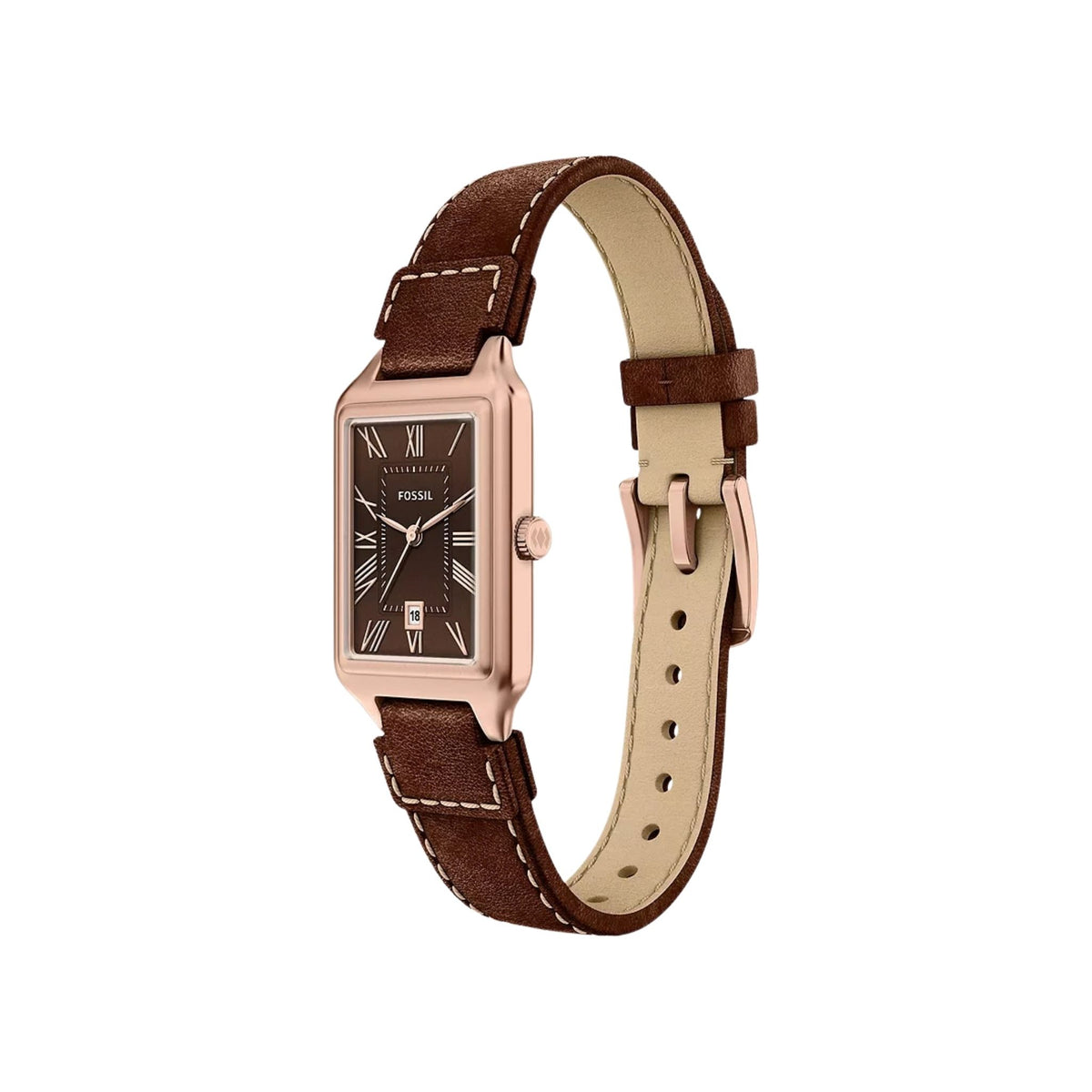 Fossil Raquel 23mm Date Brown Leather Watch ES5503