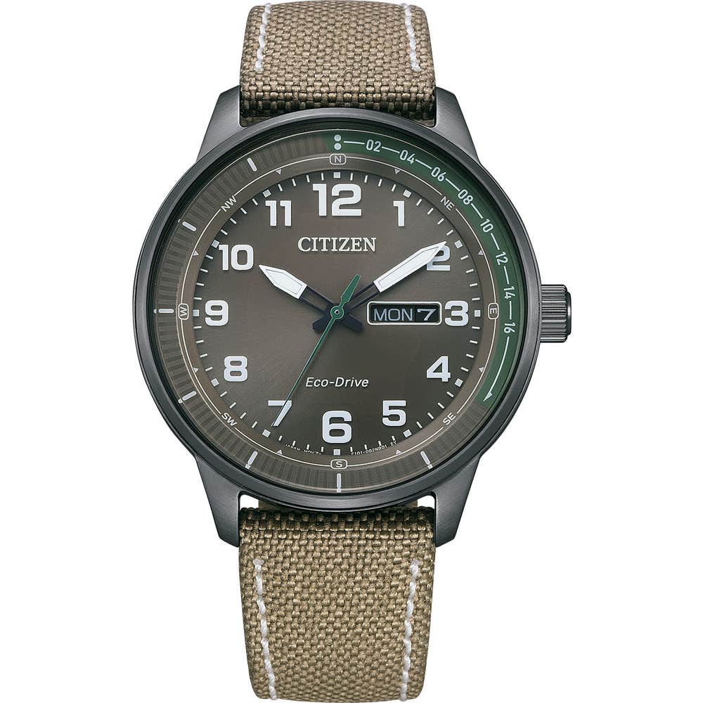 Citizen Weekender BM8595-16H Khaki Dial Khaki Canvas Strap Watch BM8595-16H