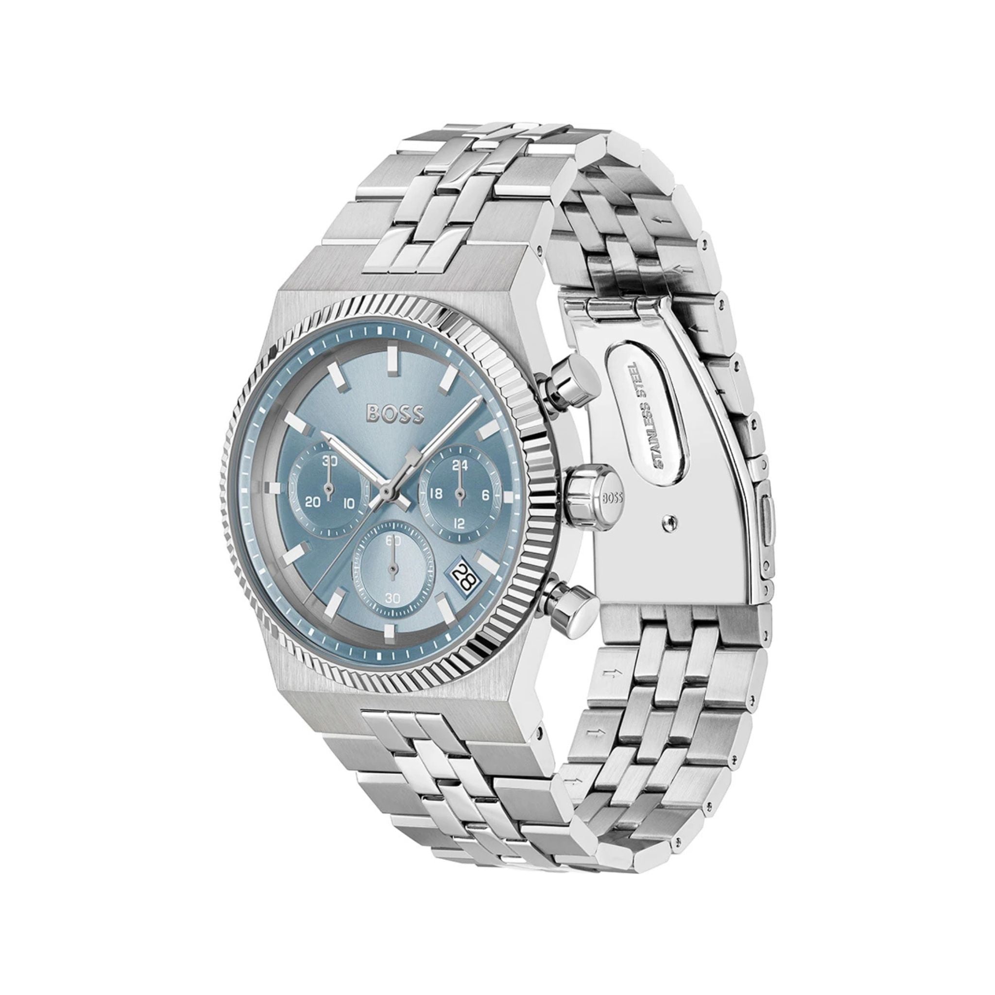Hugo Boss Candor Blue Dial fluted Bezel Chronograph 1514306