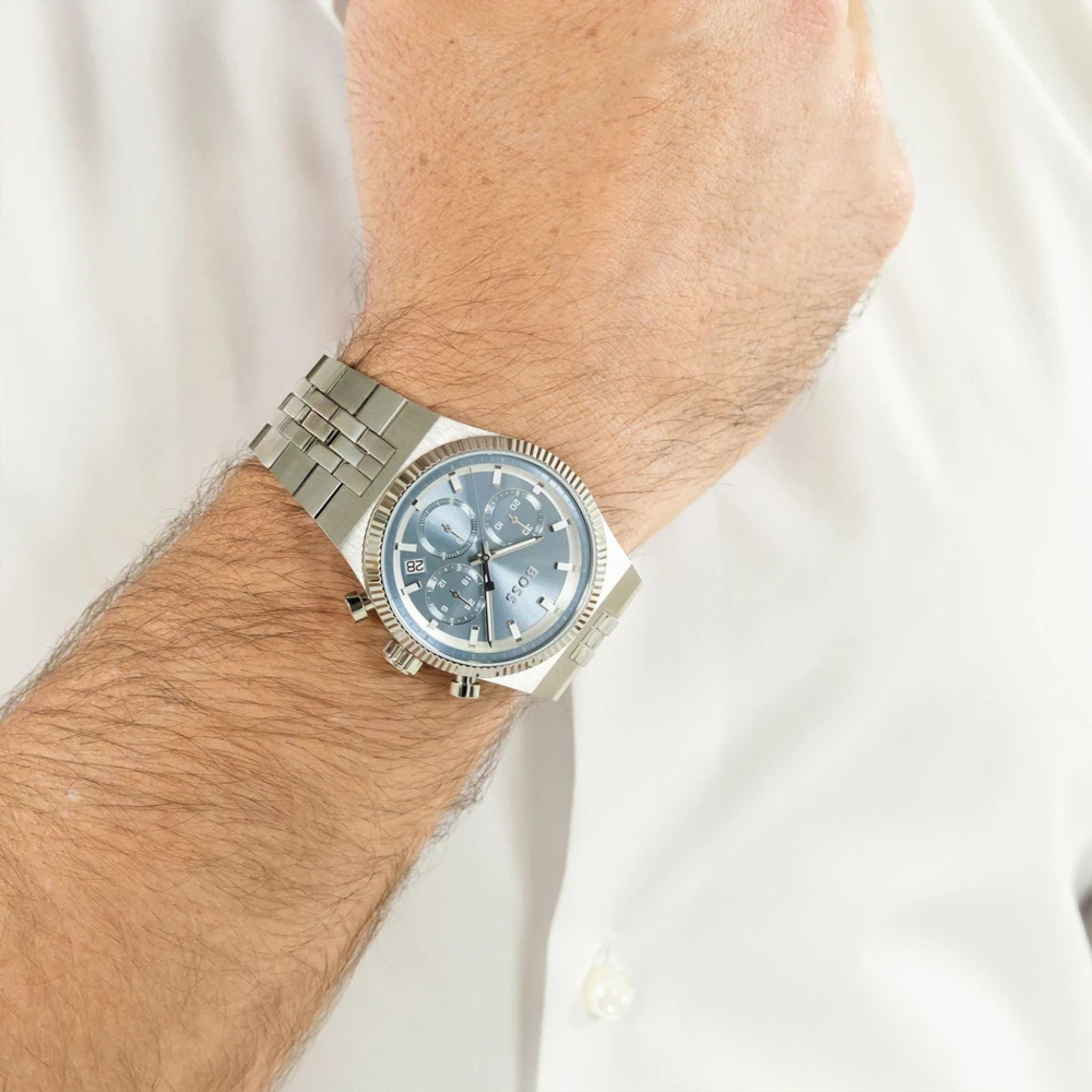 Hugo Boss Candor Blue Dial fluted Bezel Chronograph 1514306