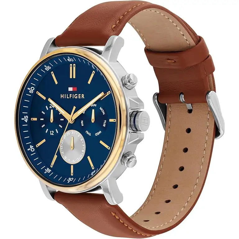 Tommy Hilfiger Tyson Men’s Blue Dial Multifunction Leather Strap Watch 1710703
