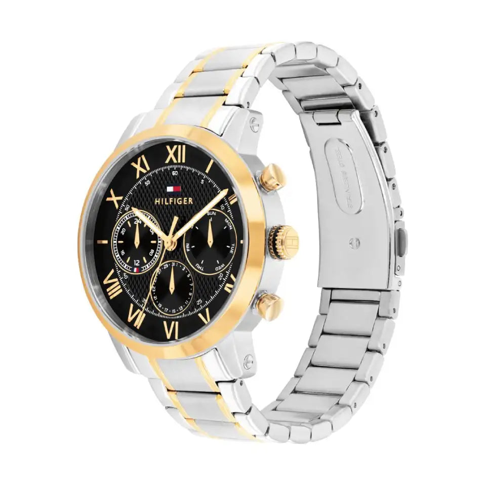 Tommy Hilfiger Men's Two-Tone Black Dial Watch 1710729