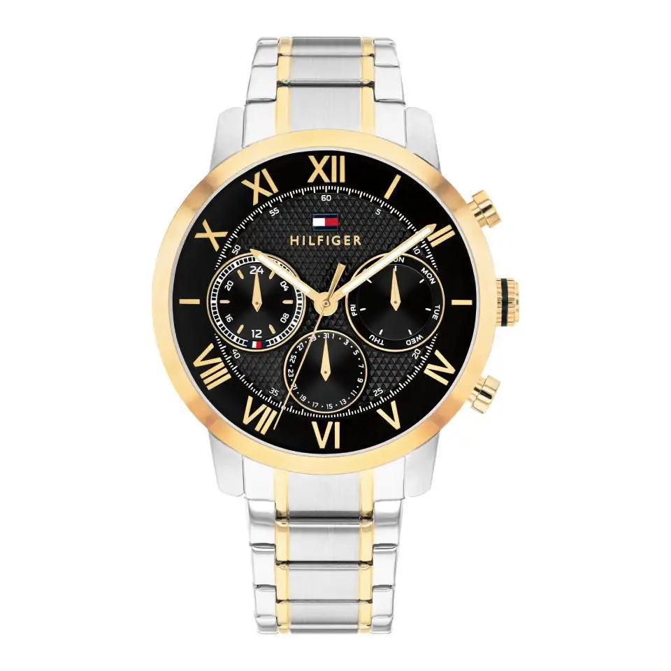 Tommy Hilfiger Men's Two-Tone Black Dial Watch 1710729