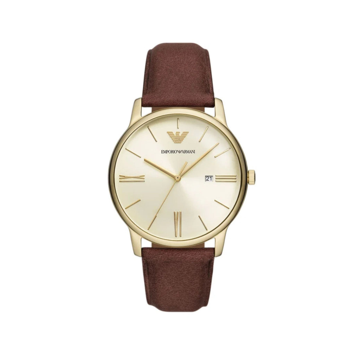 Emporio Armani Minimalist Brown Leather Watch AR11610