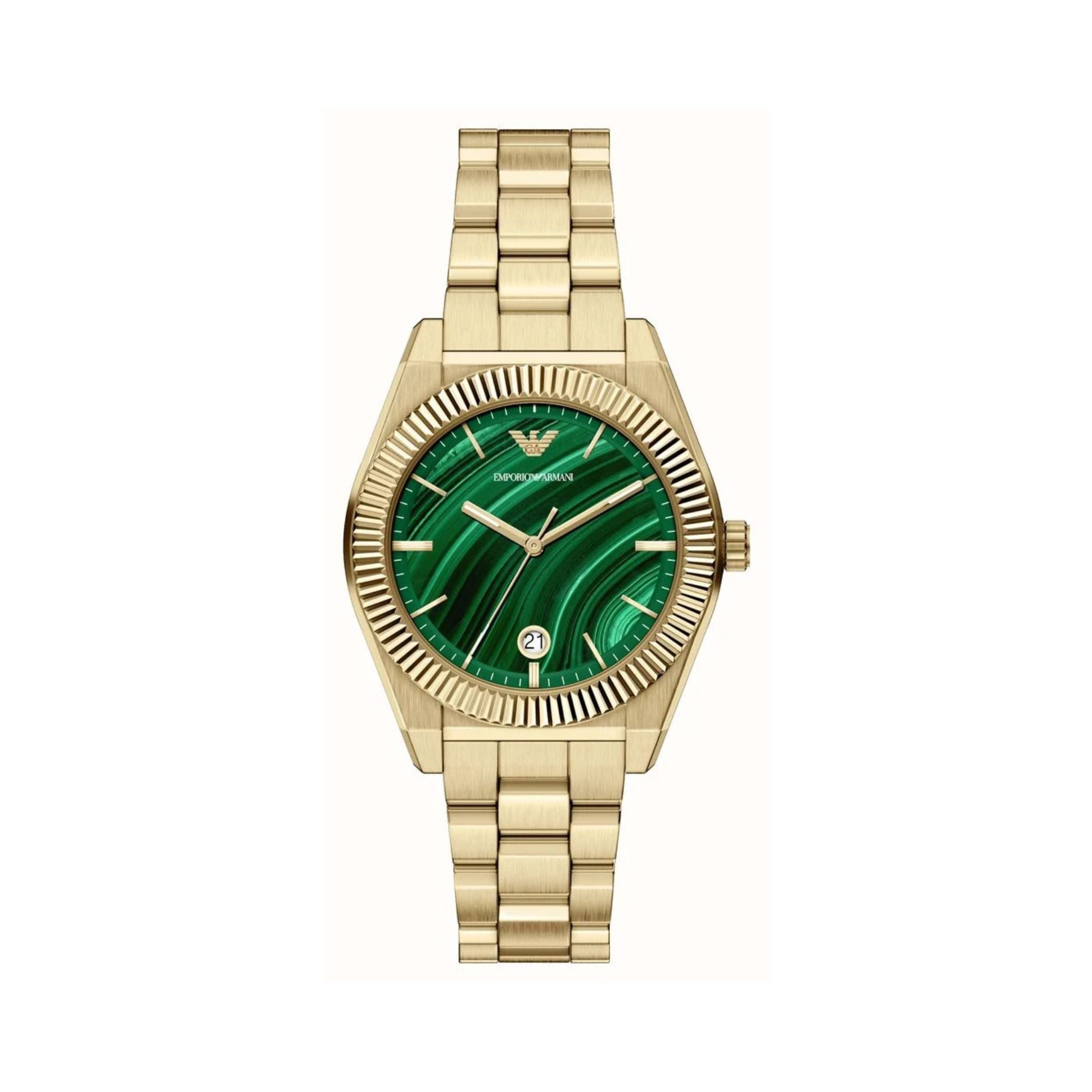 Emporio Armani Gold Tone Malachite Dial Watch