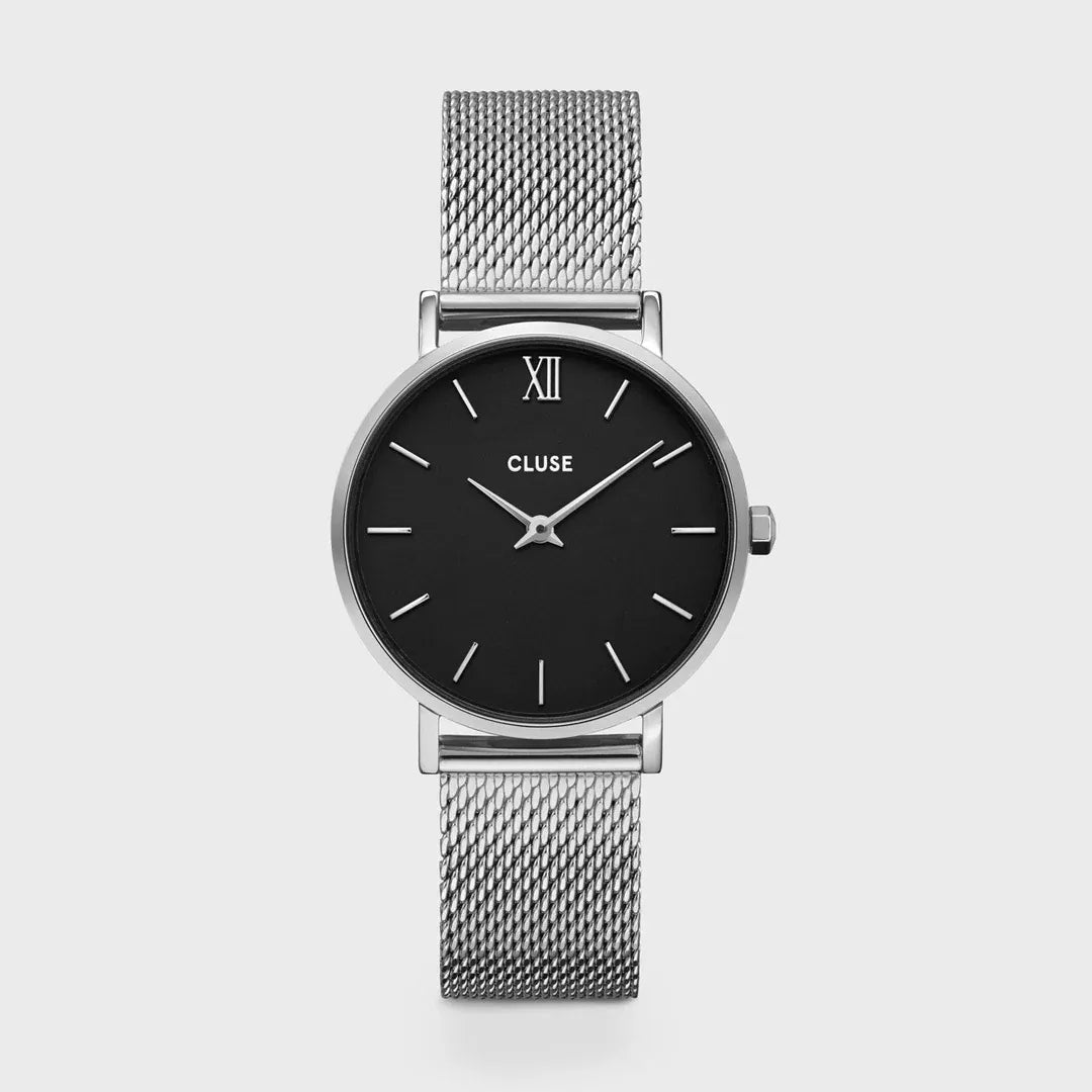 Cluse Minuit Mesh Silver/Black watch - CW0101203005