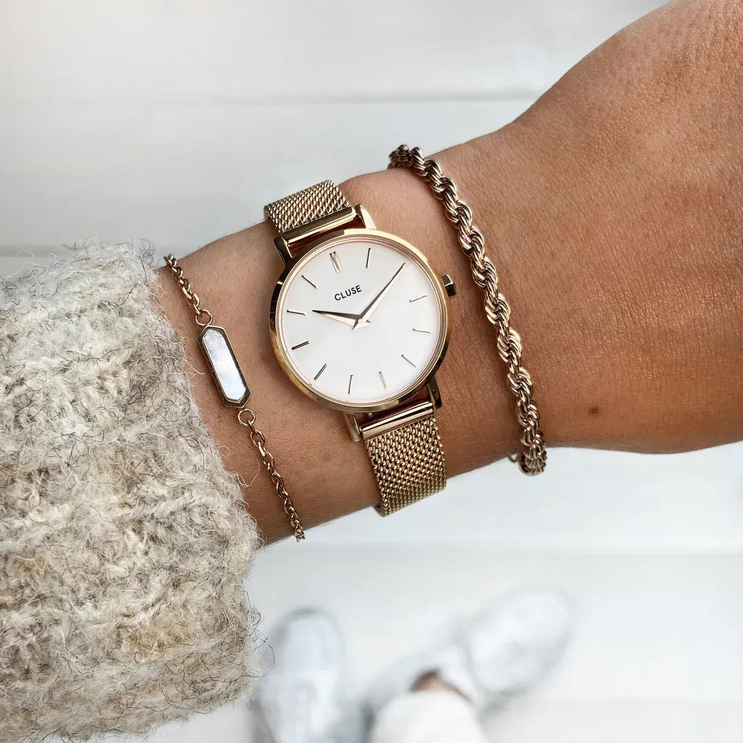 Cluse Boho Chic Petite Mesh White, Rose Gold Colour watch - CW0101211003