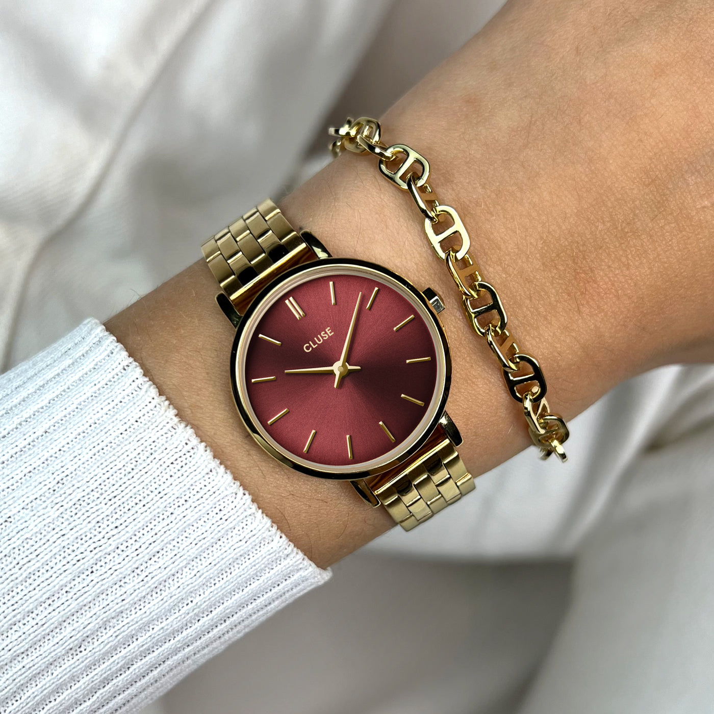Cluse Boho Chic Petite CW10505 Gold Dark Cherry Ladies’ Watch