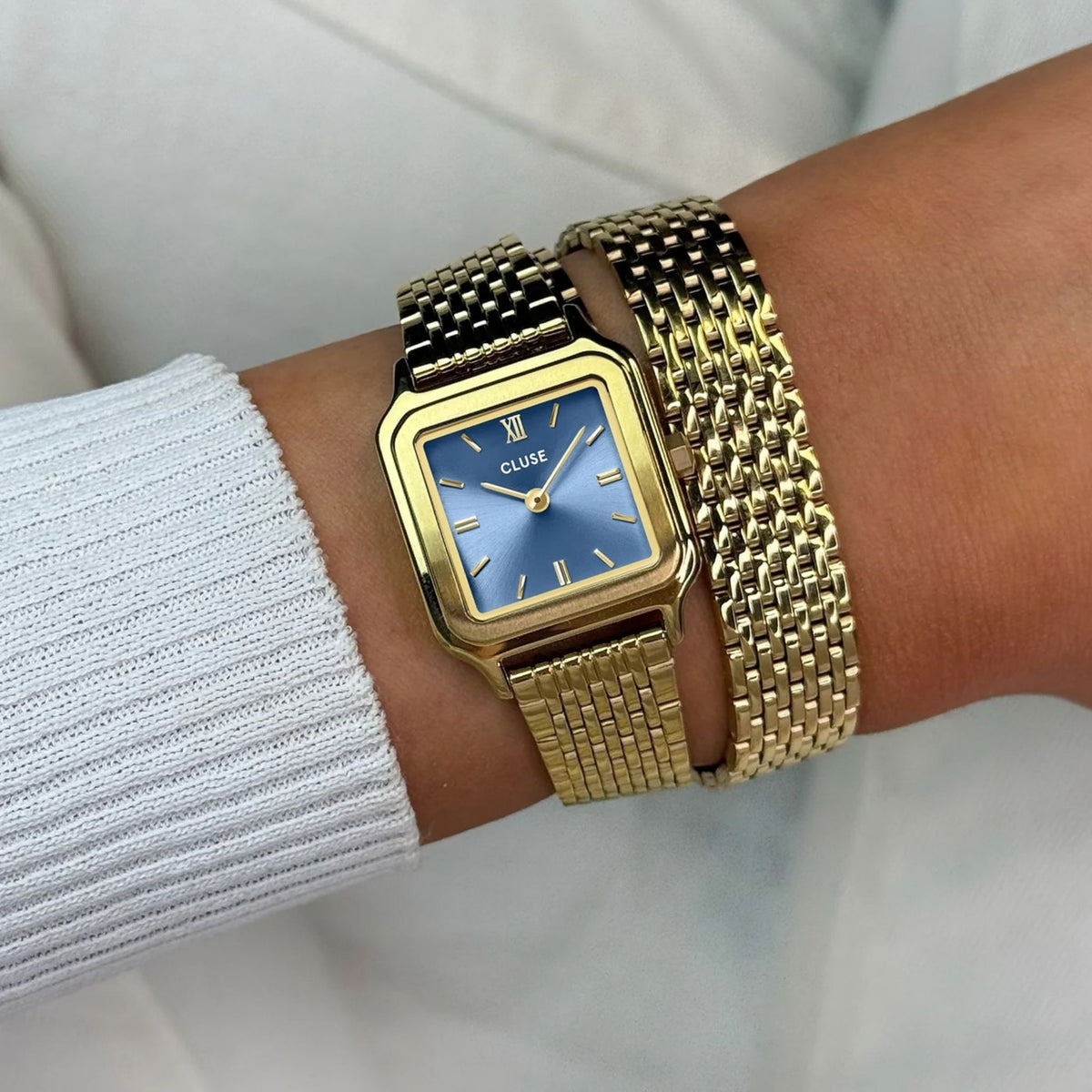 Cluse Gracieuse Petite Watch Double Steel, Kyanite Blue, Gold CW11816