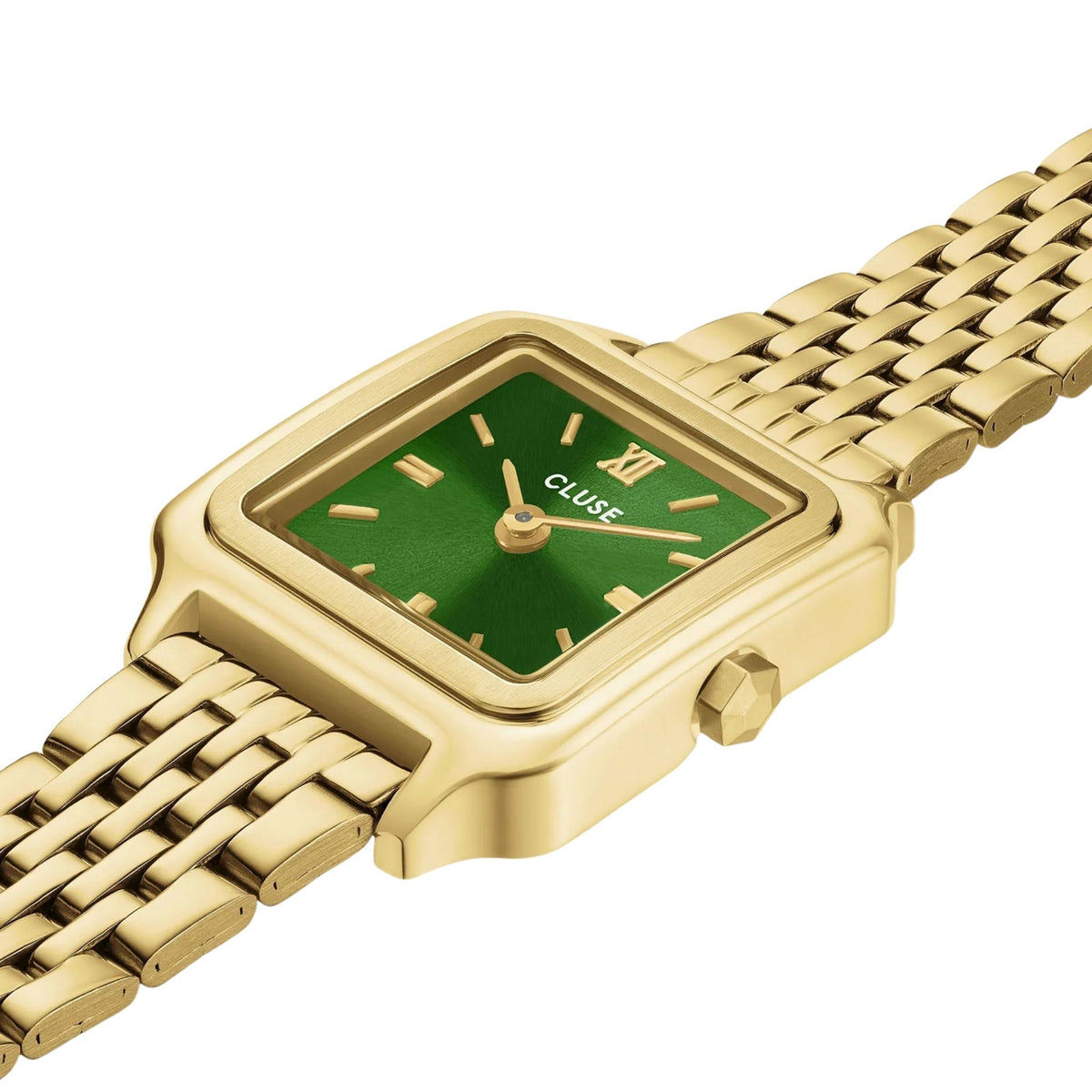 Cluse Gracieuse Mini Watch Double Steel, Forest Green, Gold Colour  CW15504