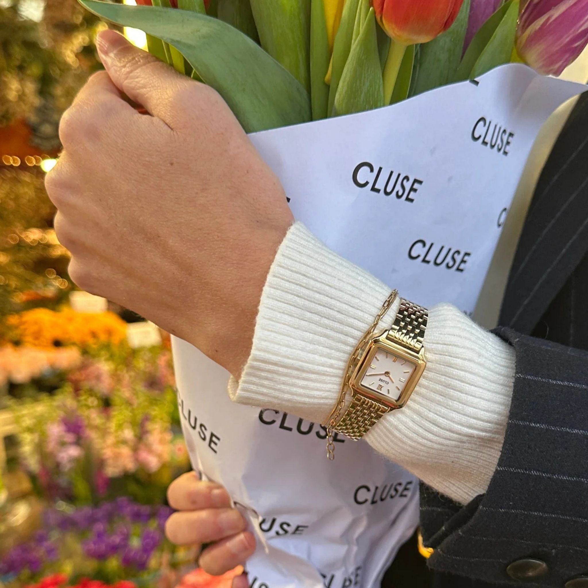 Cluse Gracieuse Mini Watch, Gold, White Dial CW15506