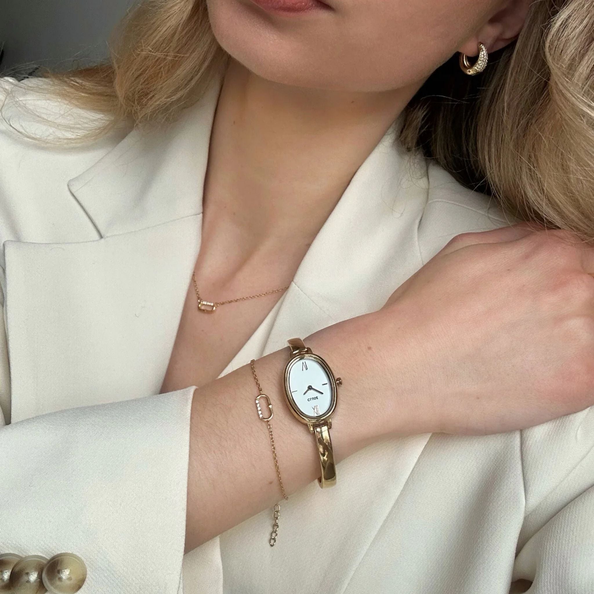 Cluse L'Ovale Watch, Gold, White Dial CW16101