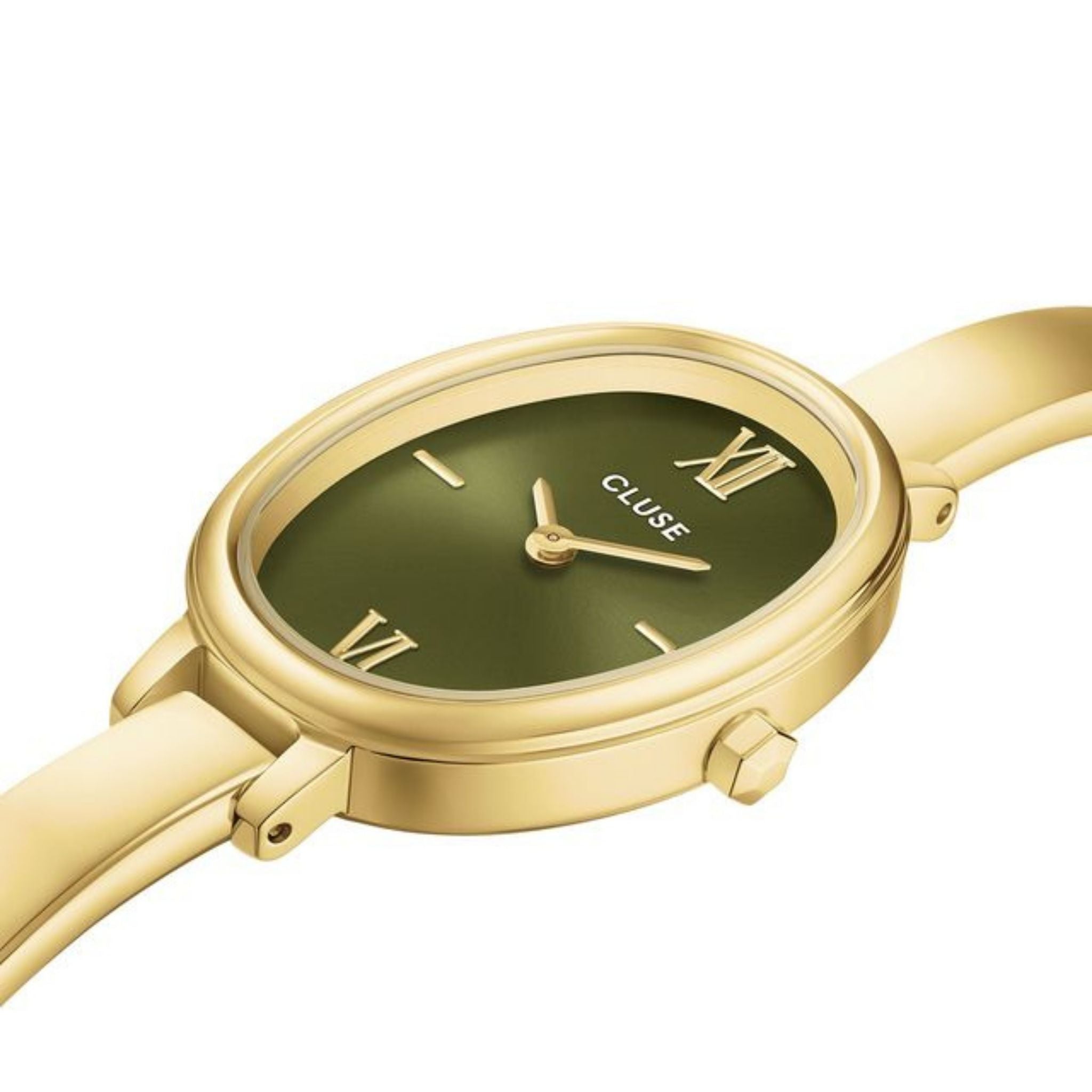 Cluse L'Ovale Watch, Gold, Olive Green Dial CW16103