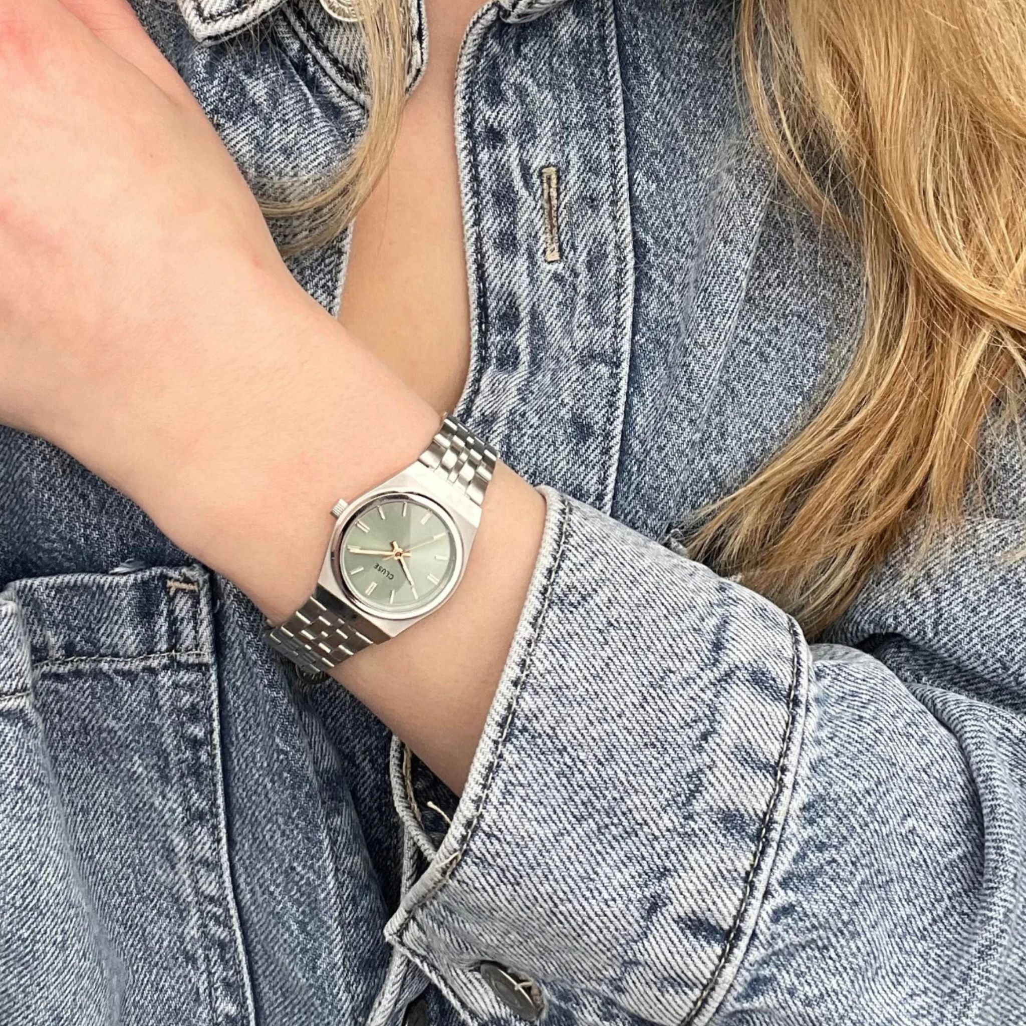 Cluse Retro 70s Mini Watch, Sage Green Dial CW16301
