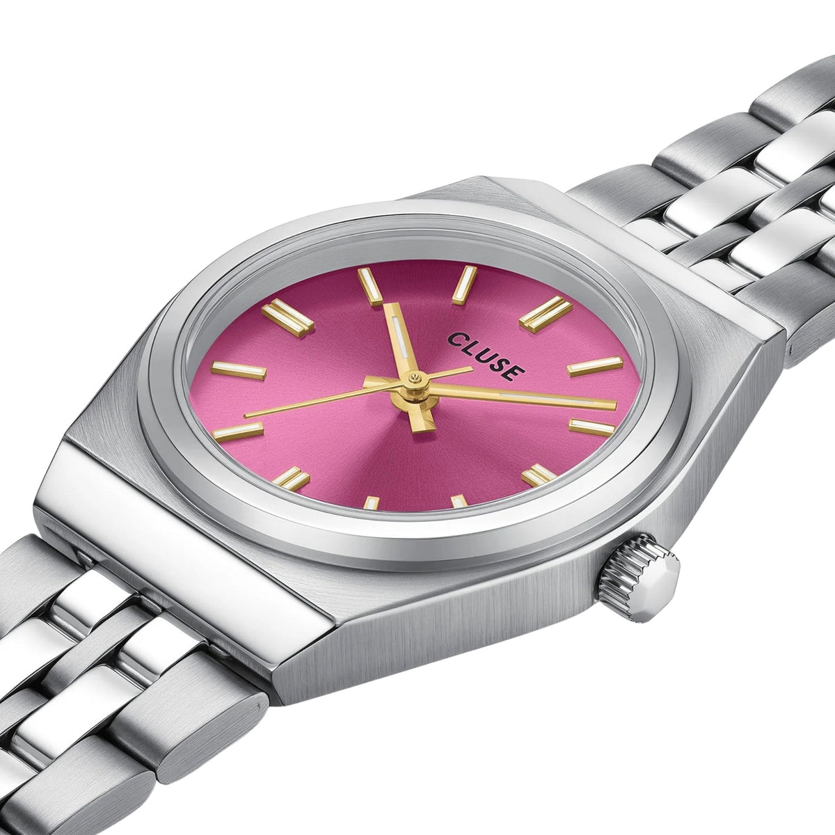 Cluse Retro 70S Mini Watch Steel, Fuchsia, Silver Colour CW16303