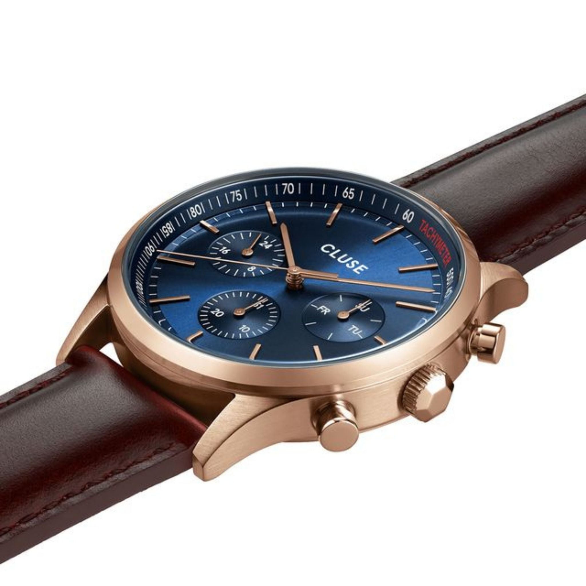 Cluse Anthéor Multifunction Watch, Leather, Blue Dial CW21009