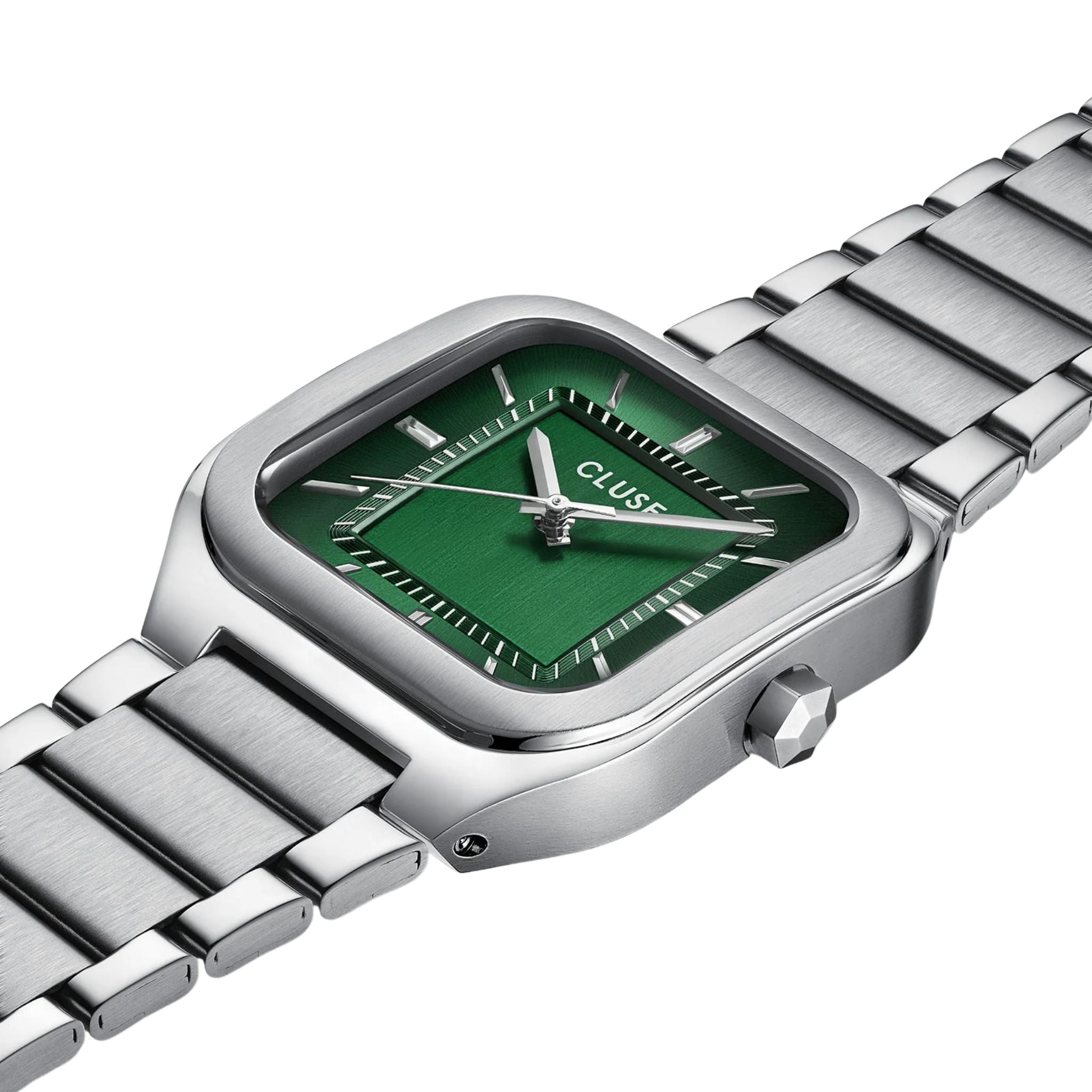 Cluse Quadrus Watch, Silver, Green Dial CW25702