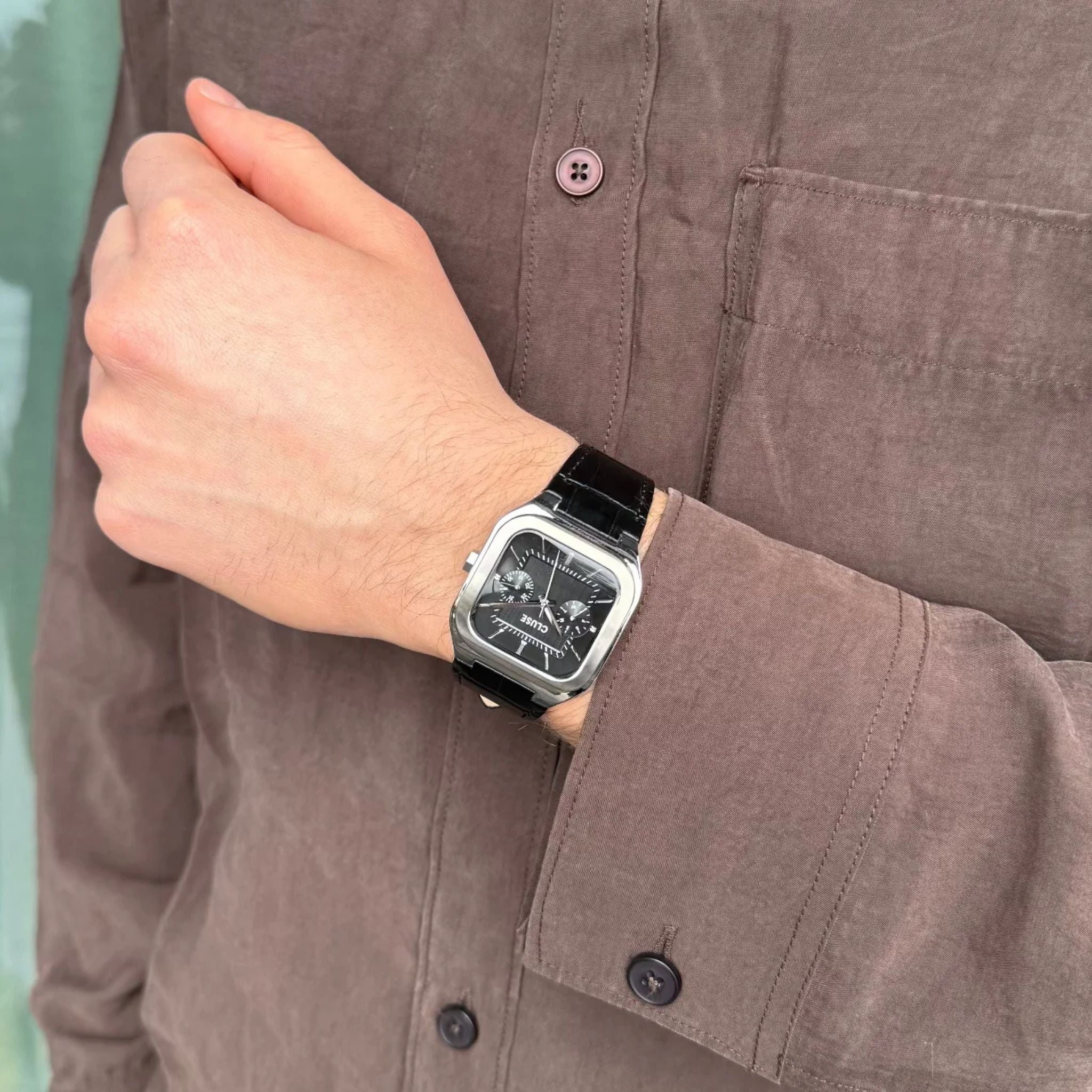 Cluse Quadrus Multifunction Watch Leather, Black Dial CW26203