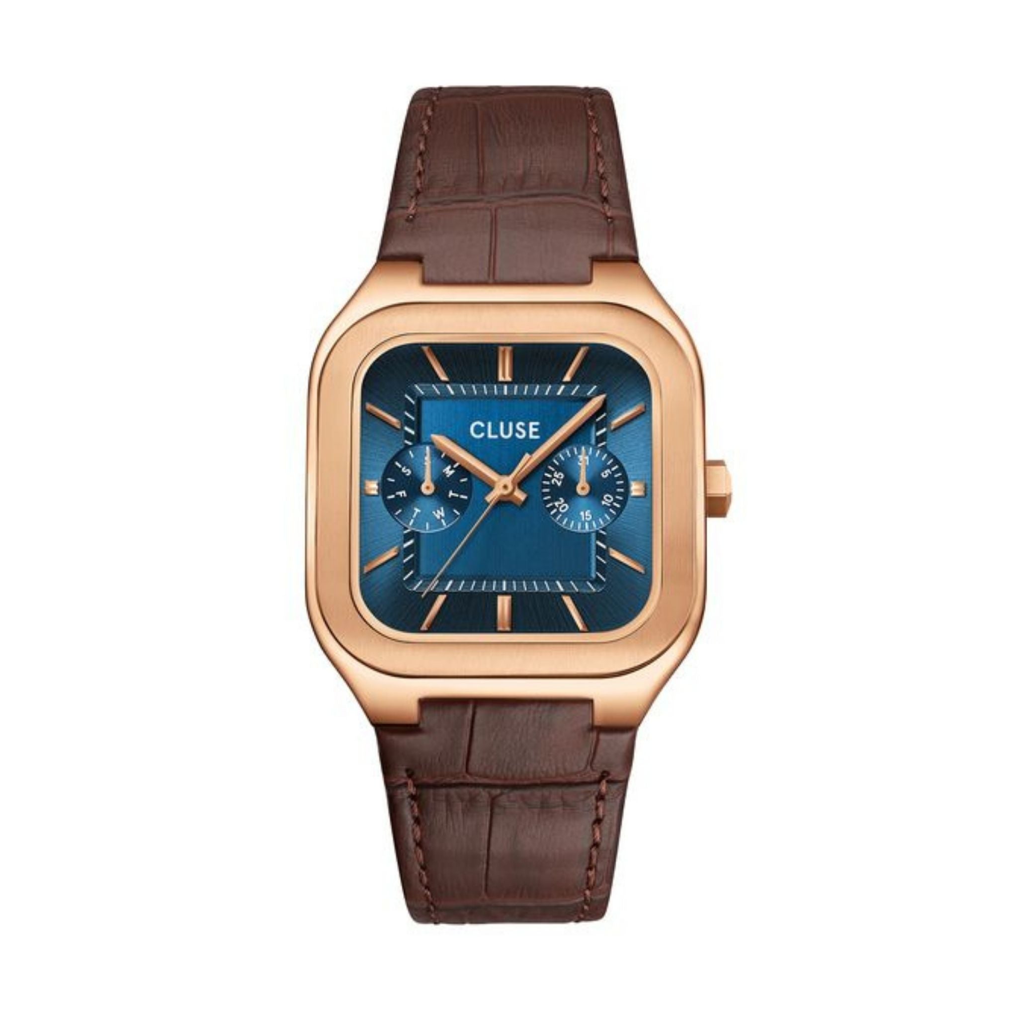 Cluse Quadrus Multifunction Watch Leather, Blue Dial CW26204