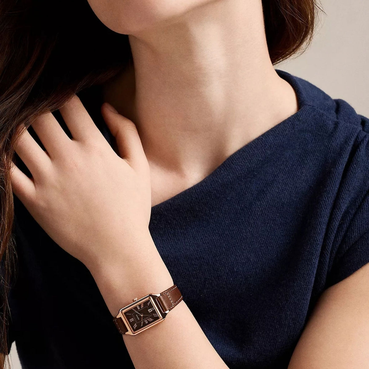 Fossil Raquel 23mm Date Brown Leather Watch ES5503