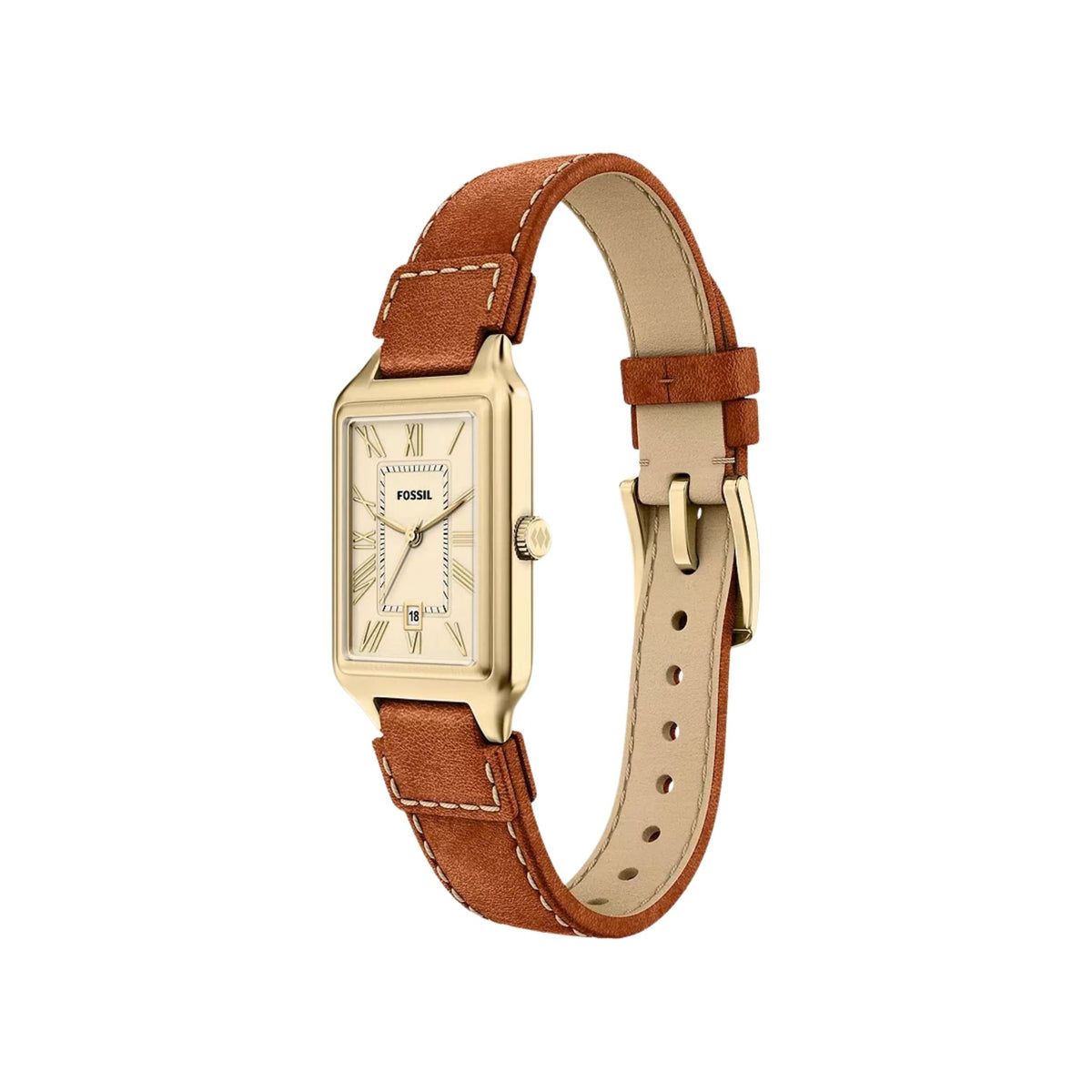 Fossil Raquel 23mm Date Medium Brown Leather Watch ES5504