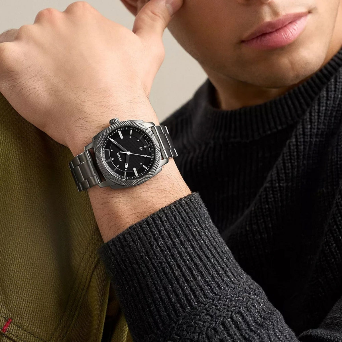 Fossil Machine 41mm Date Smoke Stainless Steel FS6185
