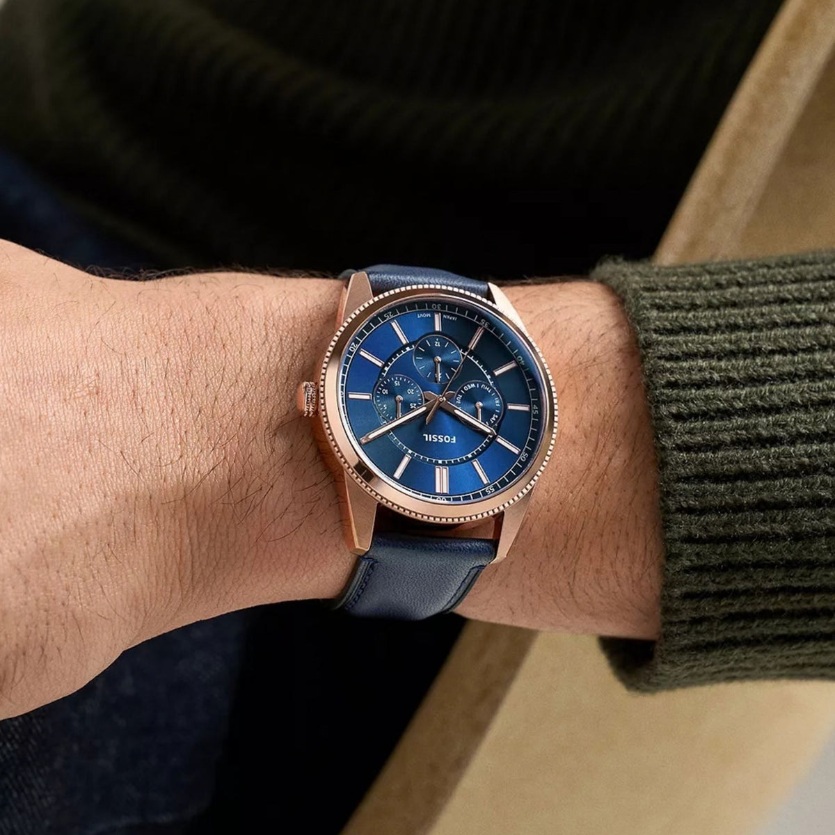 Fossil Pearson 42mm Multifunction Navy Leather FS6196