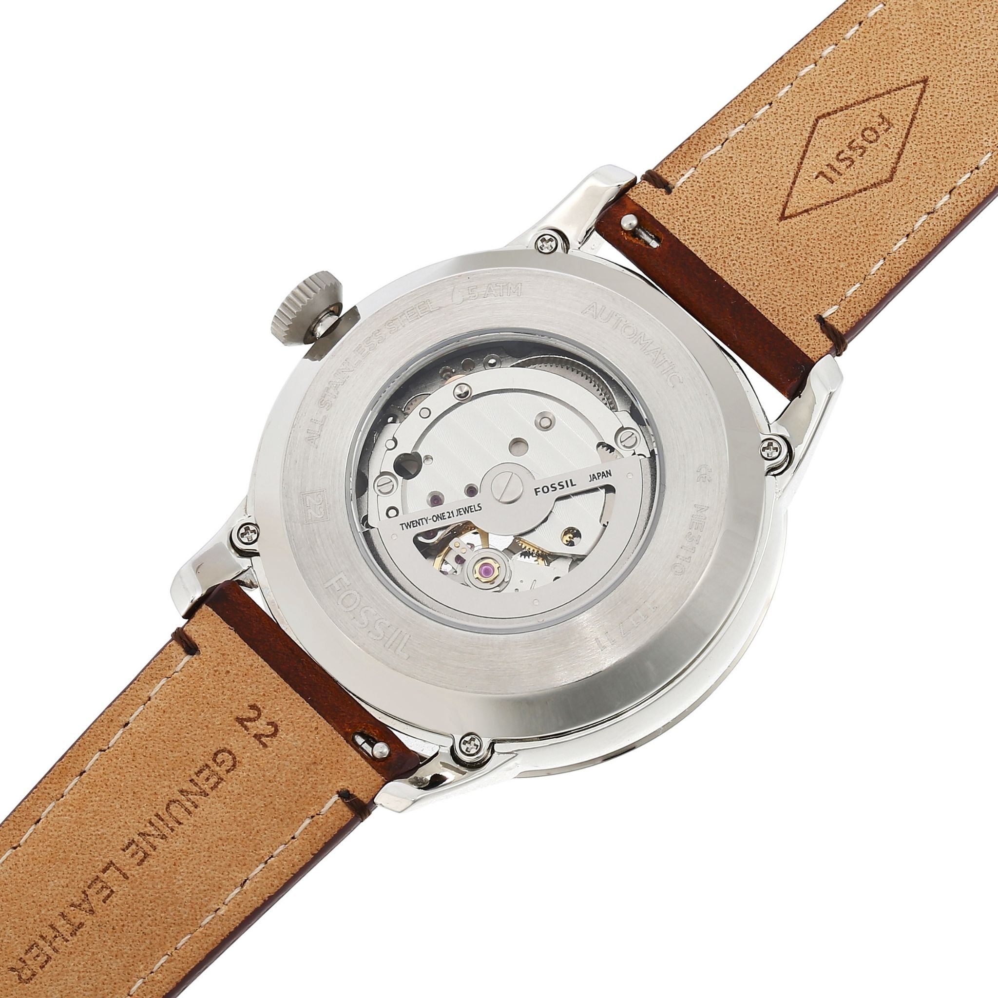 Fossil Townsman Silver Brown Leather ME3110