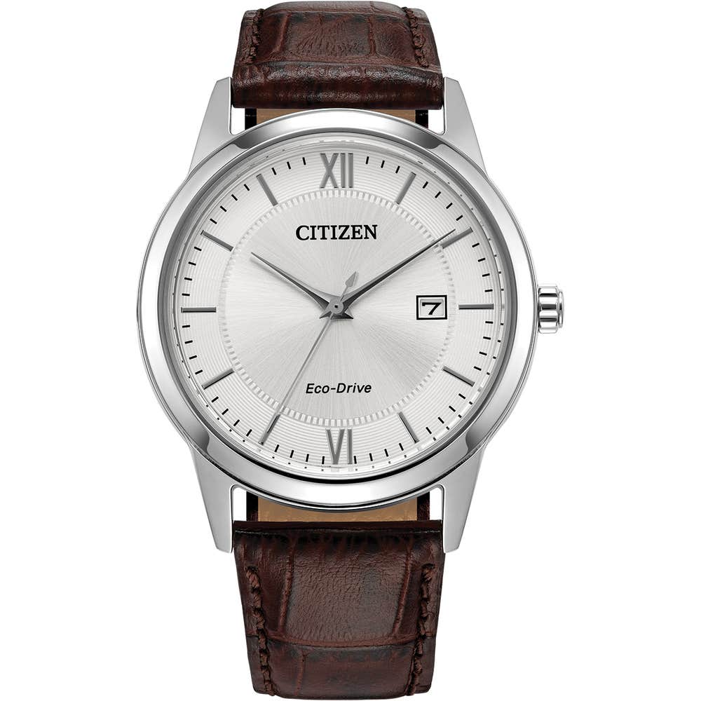 Citizen Corso AW1780-25A Stainless Steel Silver Dial Brown Strap Watch AW1780-25A